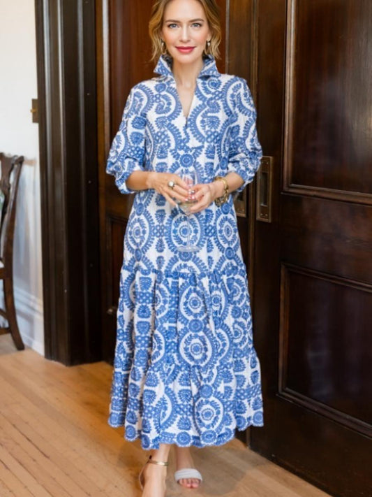 Embroidery Classic Spring Midi Dress