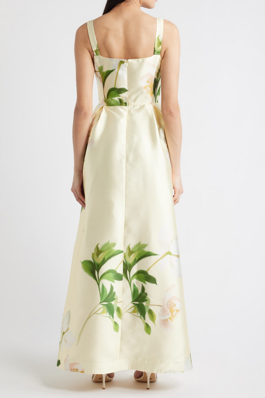 Floral Mikado Fit & Flare Gown