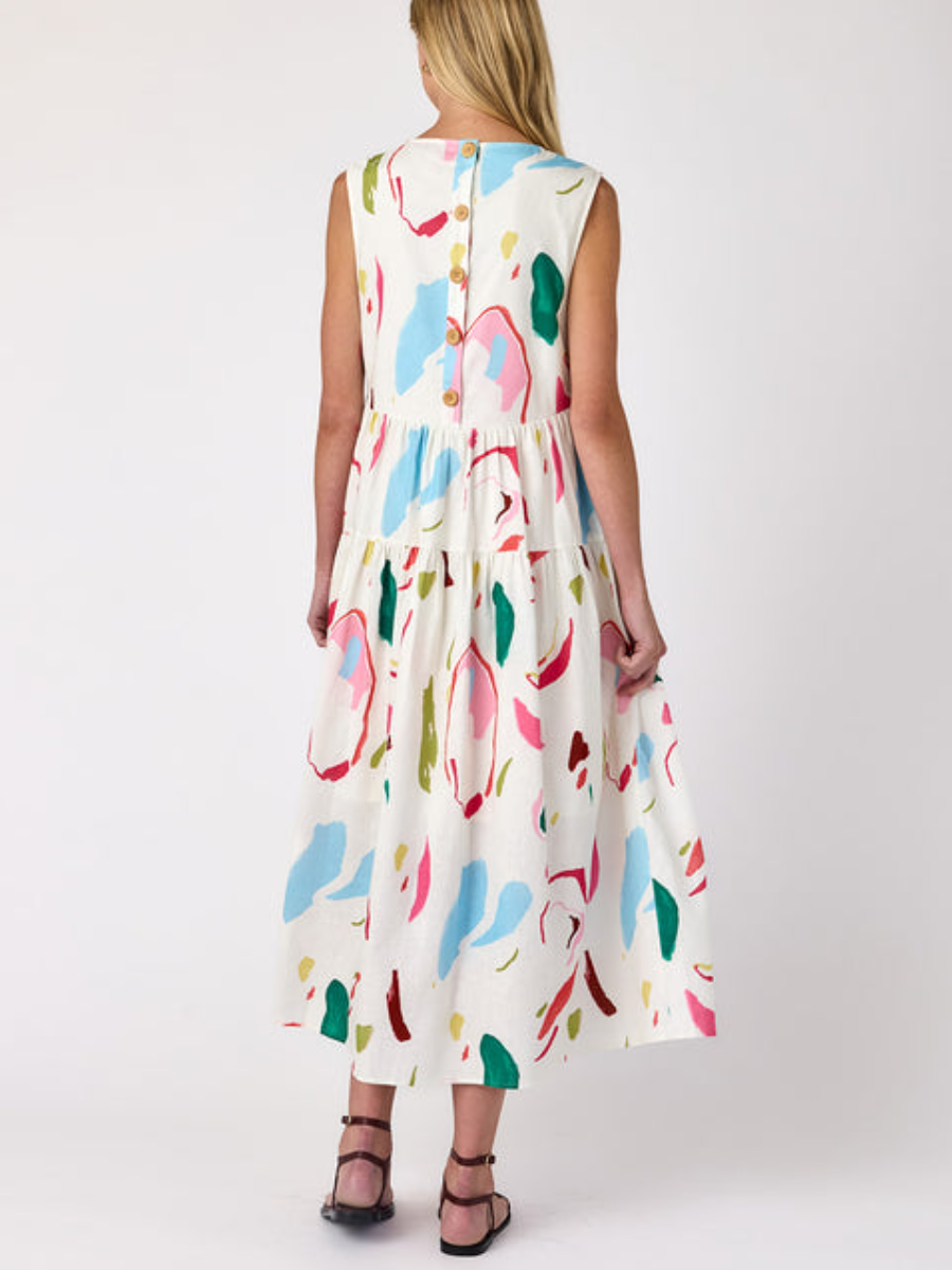 Spring Flowy Sleeveless Tiered Dress