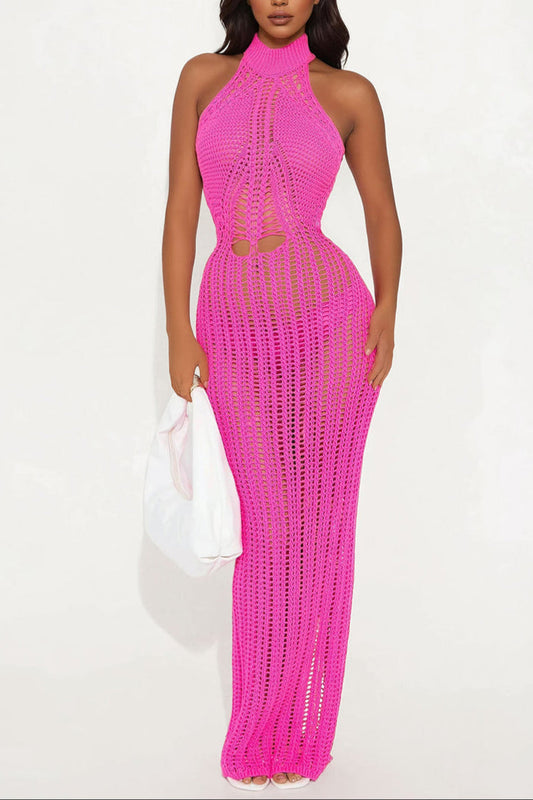 Shirly High Neck Crochet Maxi Dress