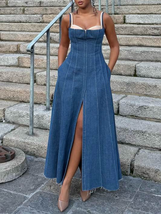 Denim Suspender Dress