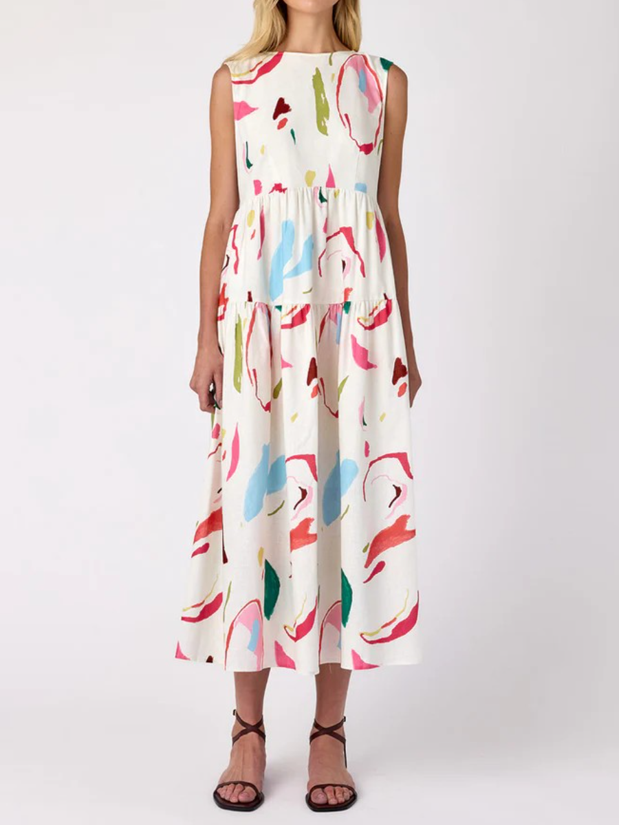 Spring Flowy Sleeveless Tiered Dress