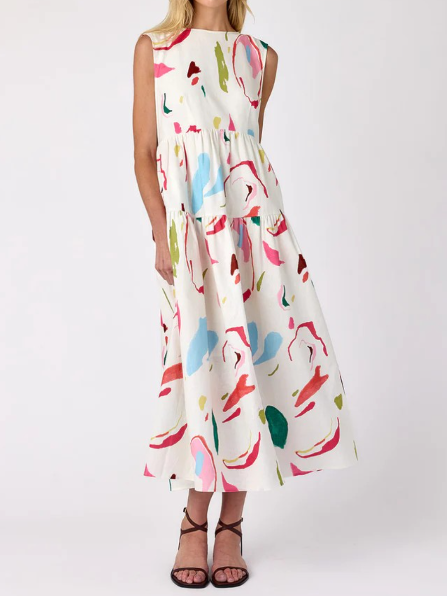 Spring Flowy Sleeveless Tiered Dress