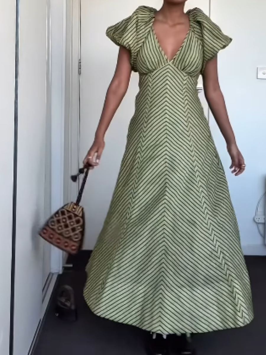 V-Neck Striped Dress