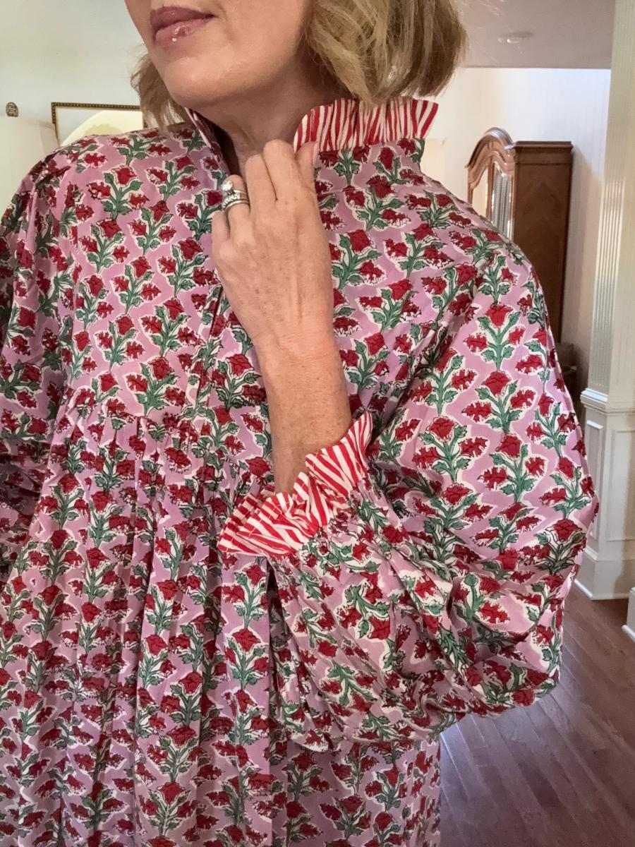 Newest Cotton Block Print Maxi Dress